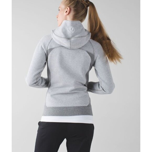 Lululemon Scuba Hoodie Wee Stripe White Heathered Medium Grey Size 2 - Picture 2 of 6